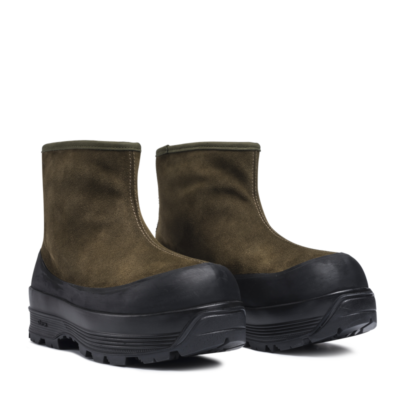 Badia Shearling Capers Green Suede W