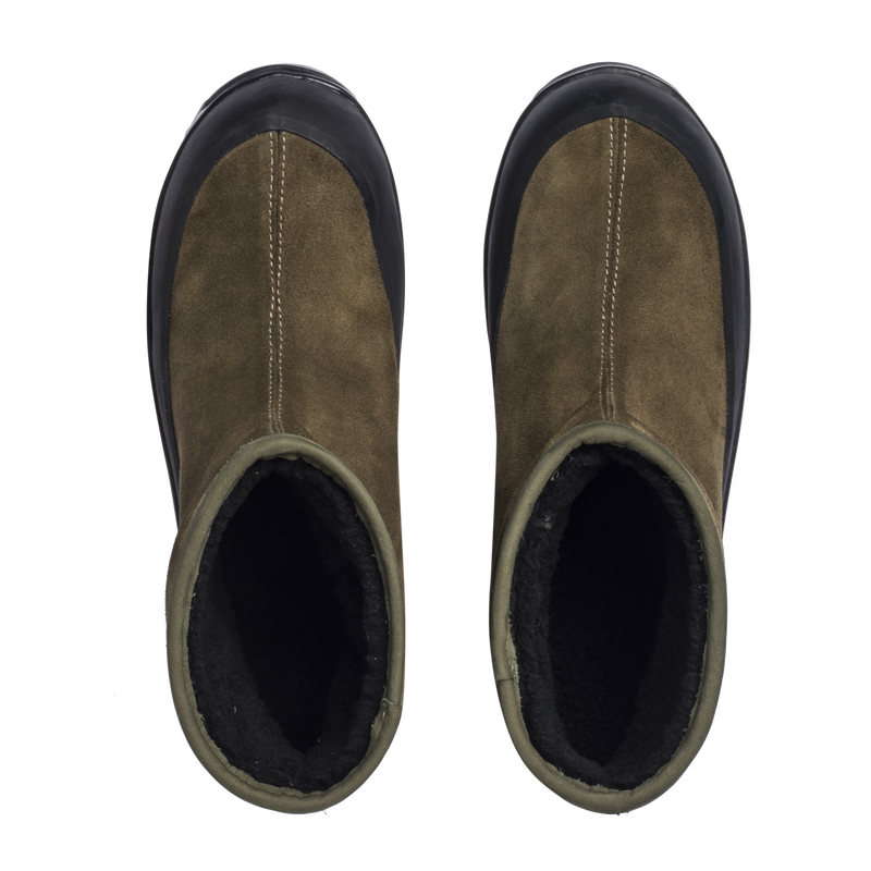 Badia Shearling Capers Green Suede W